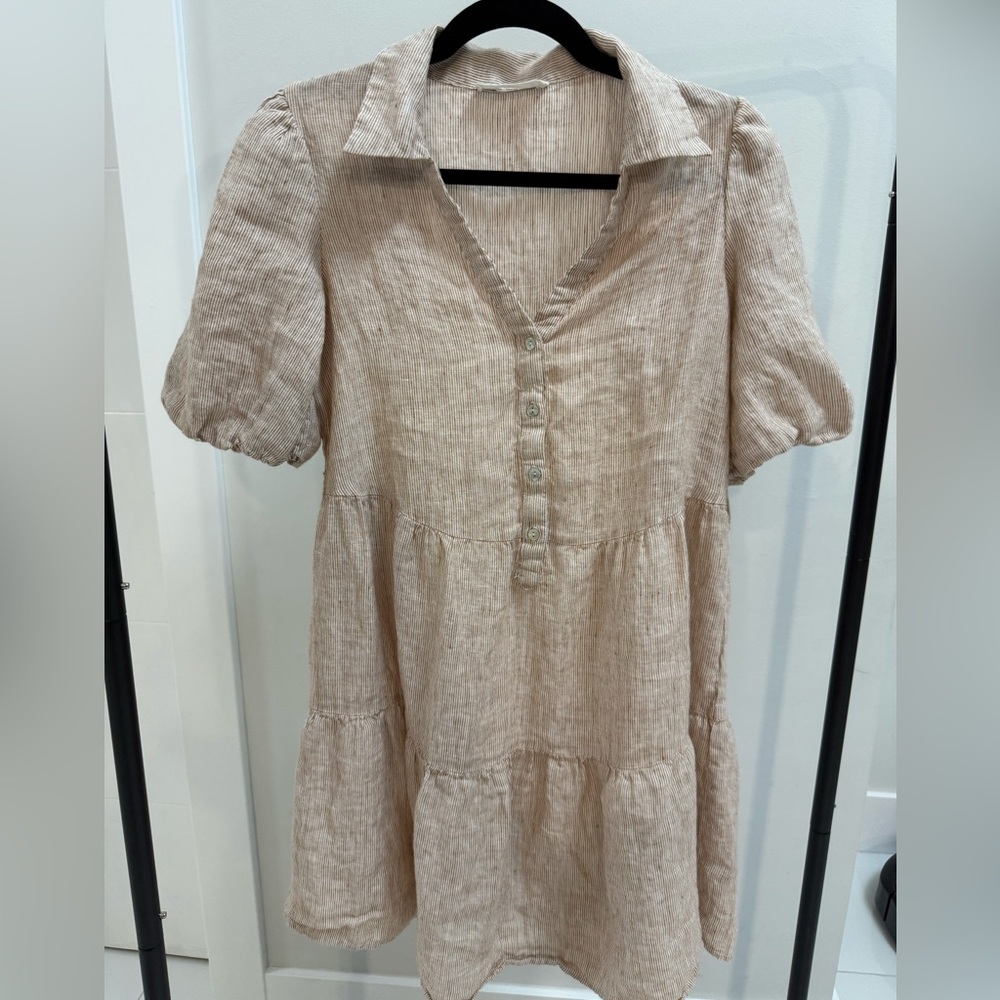 MANGO Linen Dress Casual